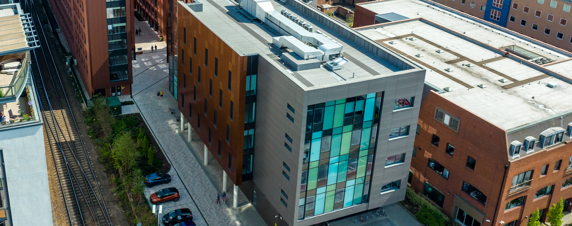 Aerial shot of Sarah Swift Building